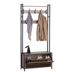 Έπιπλο εισόδου Ventoria  σε oak απόχρωση με μαύρο μέταλλο 84x30x182εκ