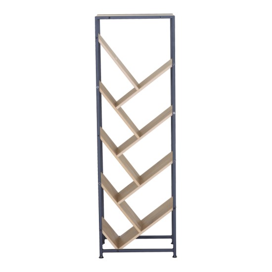 Βιβλιοθήκη Orunta  oak- μαύρο μέταλλο 40x26.5x125εκ