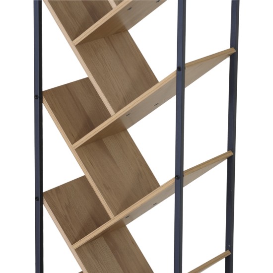 Βιβλιοθήκη Orunta  oak- μαύρο μέταλλο 40x26.5x150εκ