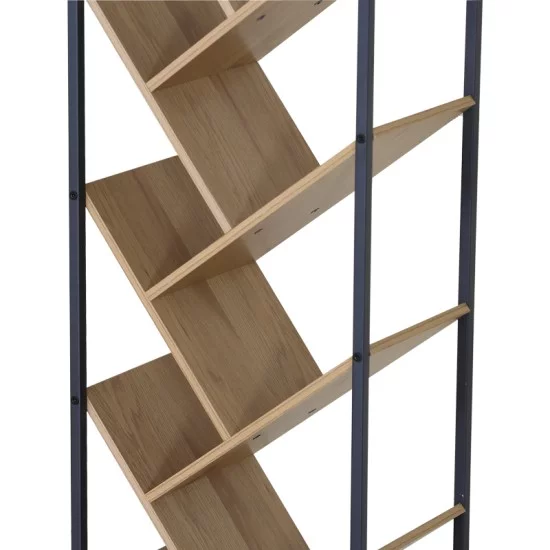 Βιβλιοθήκη Orunta  oak- μαύρο μέταλλο 40x26.5x150εκ