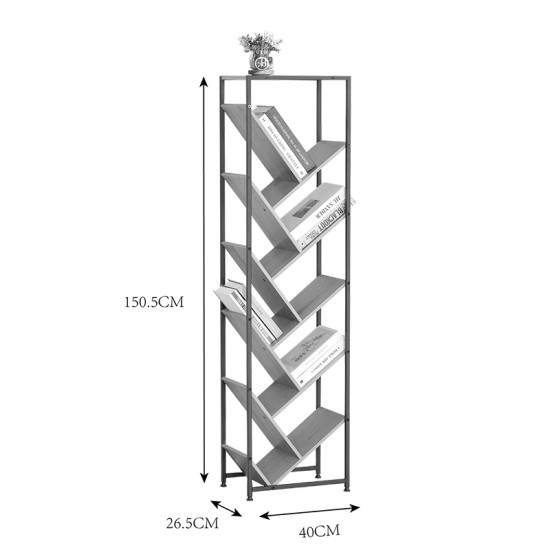 Βιβλιοθήκη Orunta  oak- μαύρο μέταλλο 40x26.5x150εκ