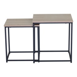 Τραπέζια σαλονιού Masuta  2τεμ. mdf μαυρο με εφε μαρμάρου- μαύρο μέταλλο