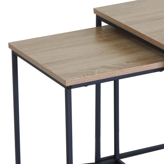 Τραπέζια σαλονιού Masuta  2τεμ. mdf μαυρο με εφε μαρμάρου- μαύρο μέταλλο