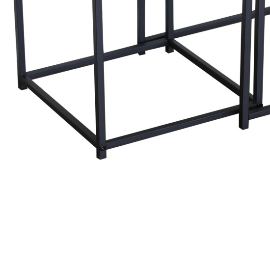 Τραπέζια σαλονιού Masuta  2τεμ. mdf μαυρο με εφε μαρμάρου- μαύρο μέταλλο