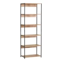 Βιβλιοθήκη Kaliano  oak-μαύρο μέταλλο 59.5x35x176.5εκ