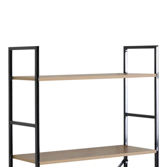 Βιβλιοθήκη Manlo  oak με μαύρο μέταλλο 58.6x23.5x144εκ