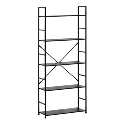 Βιβλιοθήκη Manlo  μαύρο μέταλλο 58.6x23.5x144εκ