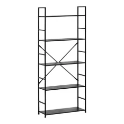 Βιβλιοθήκη Manlo  μαύρο μέταλλο 58.6x23.5x144εκ
