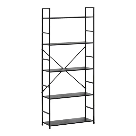 Βιβλιοθήκη Manlo  μαύρο μέταλλο 58.6x23.5x144εκ