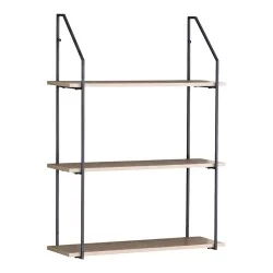 Ραφιέρα τοίχου Fema  oak με μαύρο μέταλλο 60x20x80εκ