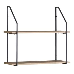 Ραφιέρα τοίχου Fema  oak με μαύρο μέταλλο 60x20x52εκ