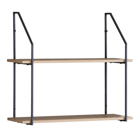 Ραφιέρα τοίχου Fema  oak με μαύρο μέταλλο 60x20x52εκ