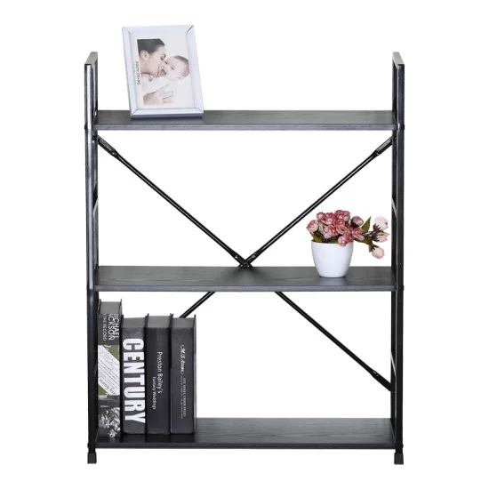 Βιβλιοθήκη-ραφιέρα Manlo  μαύρο μέταλλο 58.6x23.5x80εκ