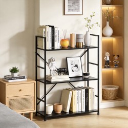 Βιβλιοθήκη-ραφιέρα Manlo  μαύρο μέταλλο 58.6x23.5x80εκ