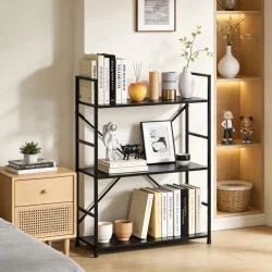 Βιβλιοθήκη-ραφιέρα Manlo  μαύρο μέταλλο 58.6x23.5x80εκ