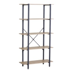 Βιβλιοθήκη Nebranzo  oak με μαύρο μέταλλο 80x34x155.3εκ