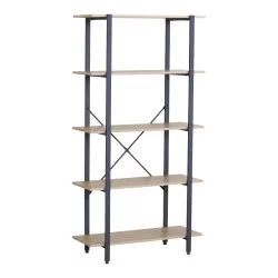Βιβλιοθήκη Nebranzo  oak με μαύρο μέταλλο 80x34x155.3εκ