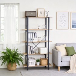 Βιβλιοθήκη Nebranzo  oak με μαύρο μέταλλο 80x34x155.3εκ