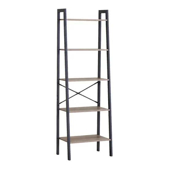 Βιβλιοθήκη Jebia  oak με μαύρο μέταλλο 56x37x172.2εκ
