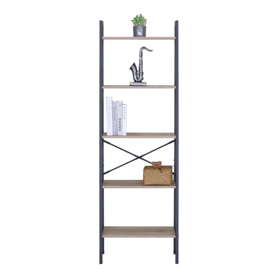 Βιβλιοθήκη Jebia  oak με μαύρο μέταλλο 56x37x172.2εκ