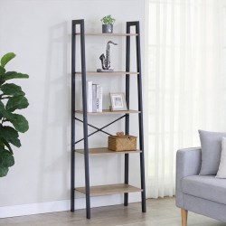 Βιβλιοθήκη Jebia  oak με μαύρο μέταλλο 56x37x172.2εκ