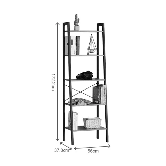 Βιβλιοθήκη Jebia  oak με μαύρο μέταλλο 56x37x172.2εκ
