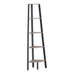 Γωνιακή βιβλιοθήκη Arvia  oak με μαύρο μέταλλο 53.4x37.8x160.3εκ