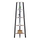 Γωνιακή βιβλιοθήκη Arvia  oak με μαύρο μέταλλο 53.4x37.8x160.3εκ