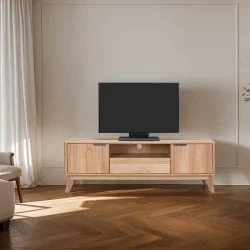Έπιπλο τηλεόρασης Hamea  mdf σε φυσική απόχρωση 145x39,5x49εκ
