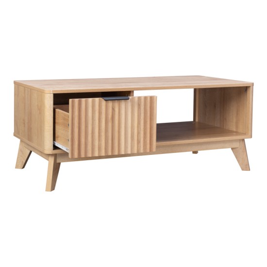 Τραπέζι σαλονιού Hamea  mdf σε φυσική απόχρωση 110x55,2x45εκ