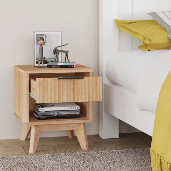 Κομοδίνο Hamea  mdf σε φυσική απόχρωση 45x39.5x50.2εκ