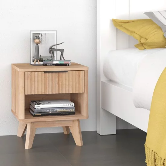 Κομοδίνο Hamea  mdf σε φυσική απόχρωση 45x39.5x50.2εκ