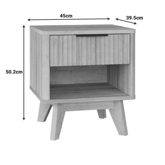 Κομοδίνο Hamea  mdf σε φυσική απόχρωση 45x39.5x50.2εκ