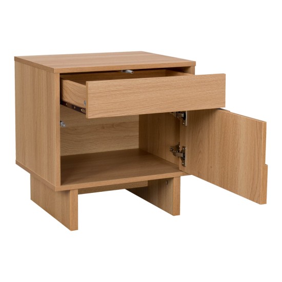 Κομοδίνο Jenfia  mdf σε φυσική απόχρωση 48x39x50,5εκ