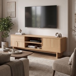 Έπιπλο τηλεόρασης Jenfia  mdf σε φυσική απόχρωση 150x39x45,5εκ