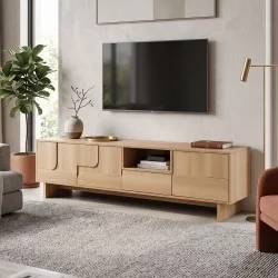 Έπιπλο τηλεόρασης Jenfia  mdf σε φυσική απόχρωση 180x39x45,5εκ
