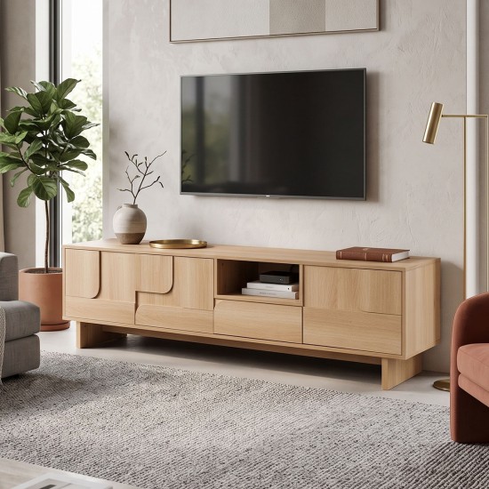 Έπιπλο τηλεόρασης Jenfia  mdf σε φυσική απόχρωση 180x39x45,5εκ