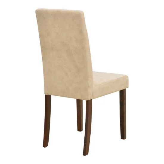 Καρέκλα Zeben  αντικέ εκρού ύφασμα με καρυδί rubberwood 43,5x55,5x93,5εκ