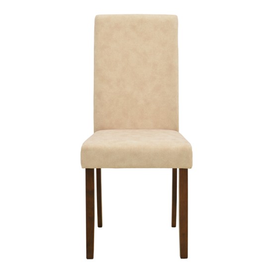 Καρέκλα Zeben  αντικέ εκρού ύφασμα με καρυδί rubberwood 43,5x55,5x93,5εκ
