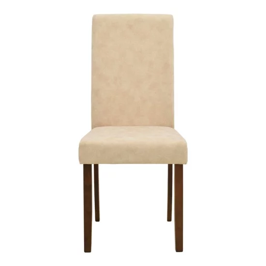 Καρέκλα Zeben  αντικέ εκρού ύφασμα με καρυδί rubberwood 43,5x55,5x93,5εκ