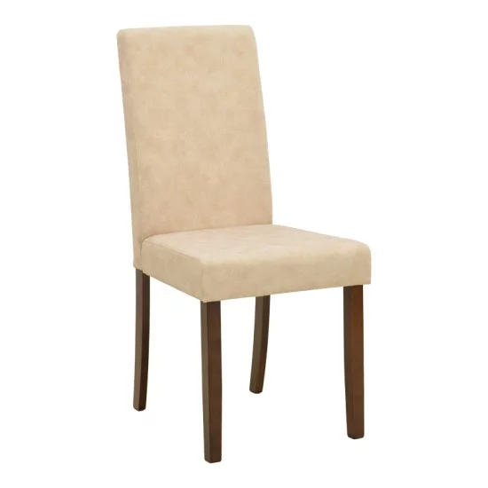 Καρέκλα Zeben  αντικέ εκρού ύφασμα με καρυδί rubberwood 43,5x55,5x93,5εκ