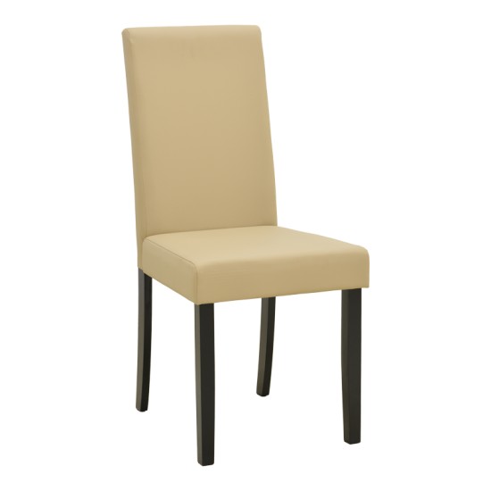 Καρέκλα Zeben  εκρού PU με πόδι μαύρο rubberwood 43,5x55,5x93,5εκ