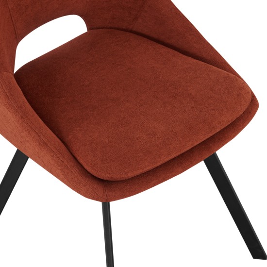 Καρέκλα Initiate  terracotta ύφασμα-πόδι μαύρο μέταλλο 48x57x85εκ