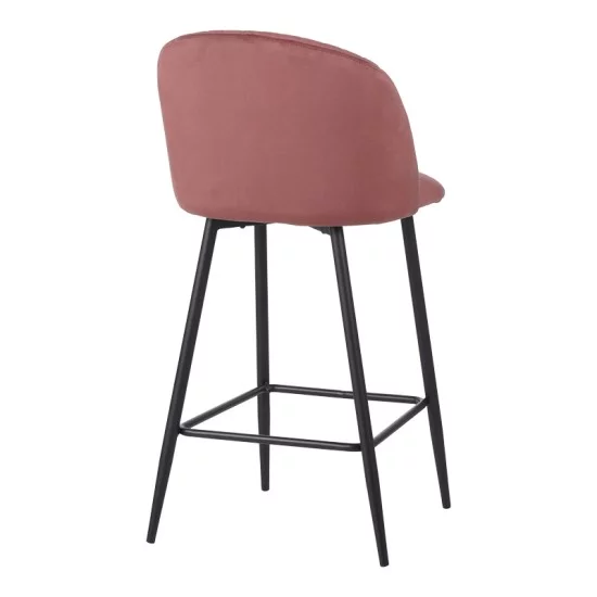 Σκαμπό μπαρ Barow  βελούδο σε σάπιο μήλο απόχρωση με μαύρα μεταλλικά πόδια 53x46.5x96.5