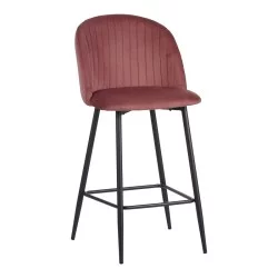 Σκαμπό μπαρ Barow  βελούδο σε σάπιο μήλο απόχρωση με μαύρα μεταλλικά πόδια 53x46.5x96.5