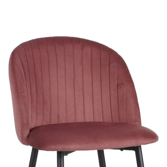 Σκαμπό μπαρ Barow  βελούδο σε σάπιο μήλο απόχρωση με μαύρα μεταλλικά πόδια 53x46.5x96.5