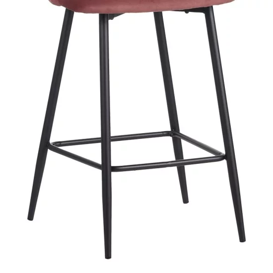 Σκαμπό μπαρ Barow  βελούδο σε σάπιο μήλο απόχρωση με μαύρα μεταλλικά πόδια 53x46.5x96.5