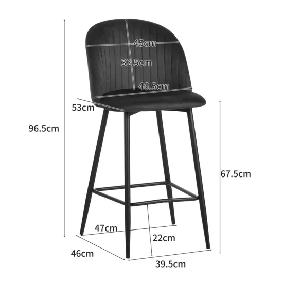 Σκαμπό μπαρ Barow  βελούδο σε σάπιο μήλο απόχρωση με μαύρα μεταλλικά πόδια 53x46.5x96.5