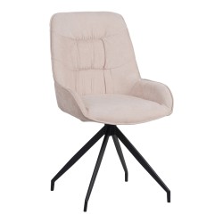 Καρέκλα περιστρεφόμενη Kadeira  ύφασμα μπεζ με μαύρα μεταλλικά πόδια 57.5x51x89