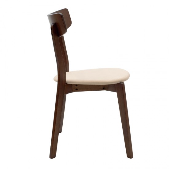 Καρέκλα Toto pakoworld μπεζ ύφασμα-rubberwood καρυδί πόδι Model: 097-000011
